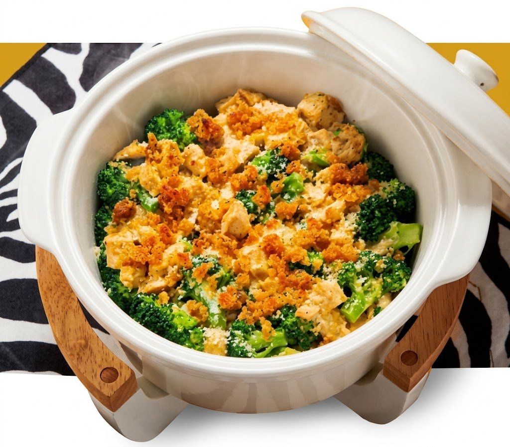 Pollo con brócoli al horno