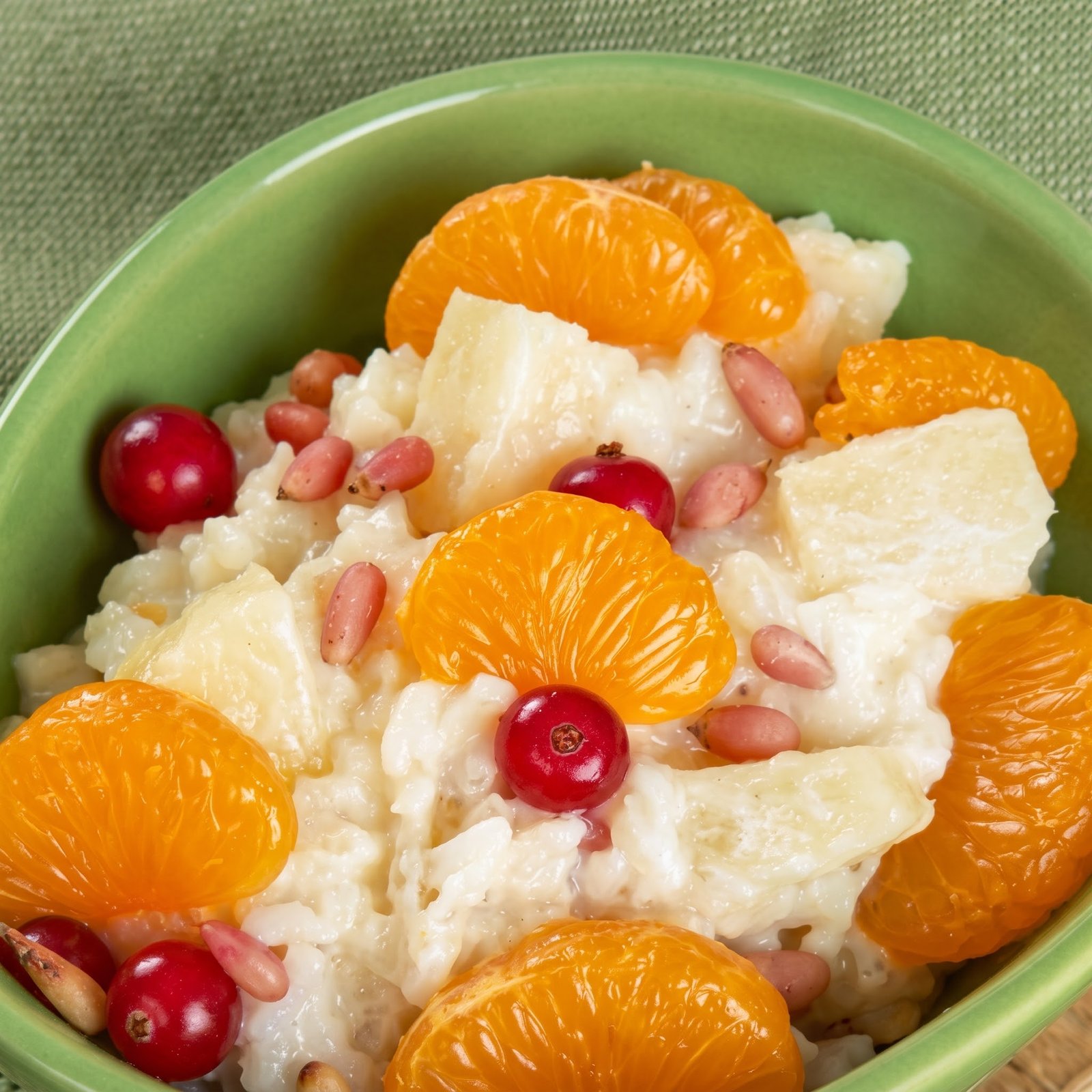 Arroz con leche y frutas